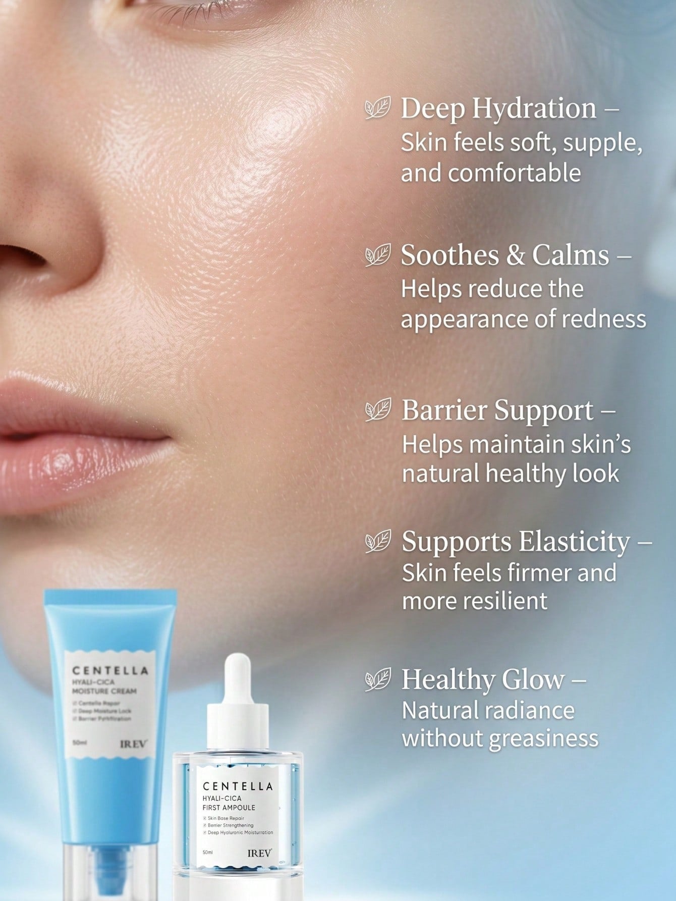 Detalhes de Kit Facial Centella HYALI-CICA – Creme Hidratante + Sérum