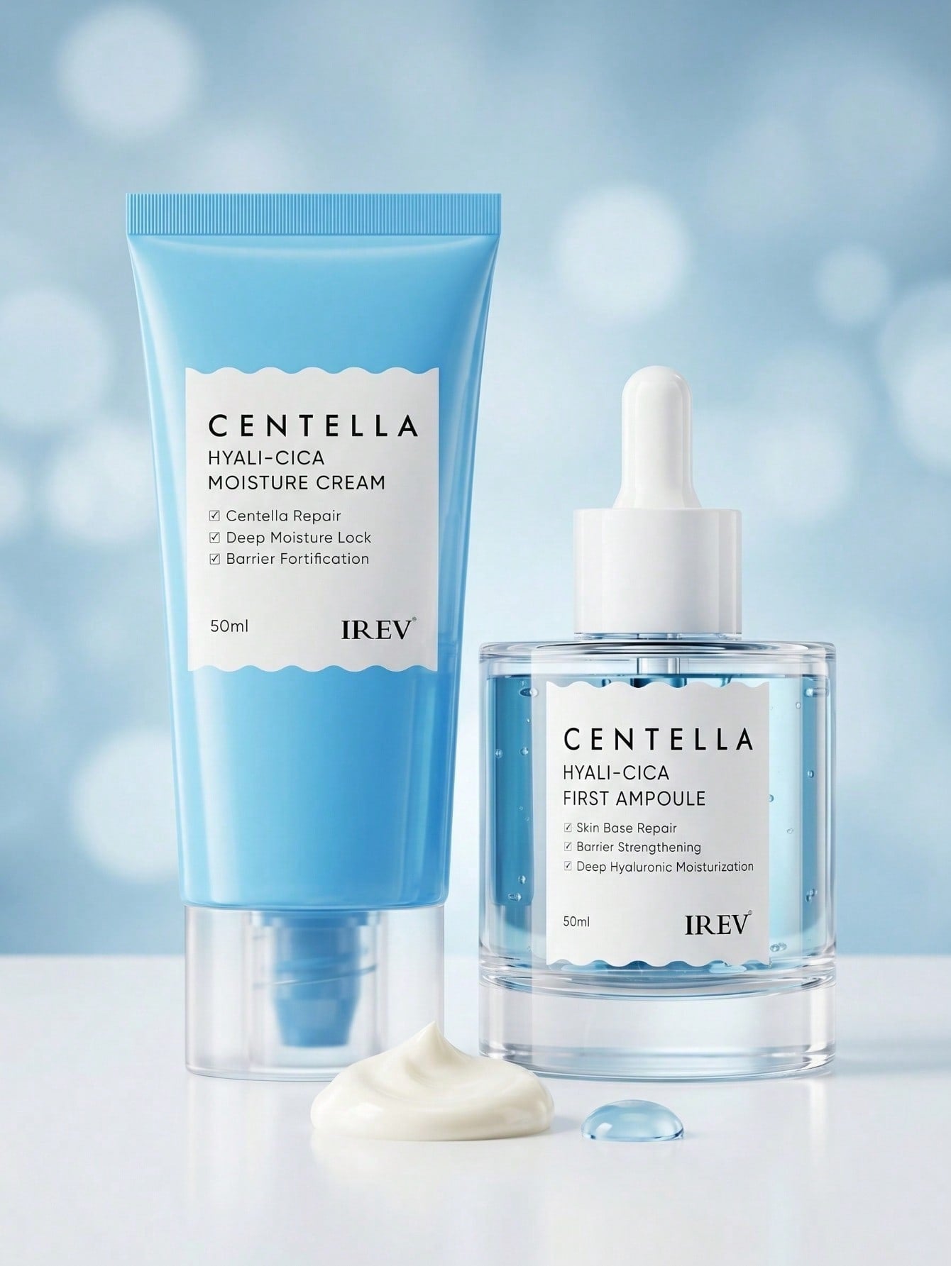 Kit Facial Centella HYALI-CICA – Creme Hidratante + Sérum em uso
