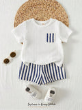 Conjunto 2 Peças para Bebê Menino com Top Pullover de Manga Curta
