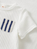 Conjunto 2 Peças para Bebê Menino com Top Pullover de Manga Curta