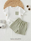 Conjunto 2 Peças para Bebê Menino com Top Pullover de Manga Curta
