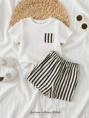 Conjunto 2 Peças para Bebê Menino com Top Pullover de Manga Curta