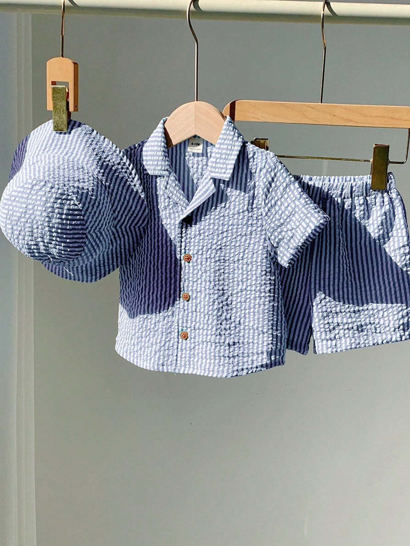 3 peças Conjunto Camisa de Manga Curta Listrada - lifestyle