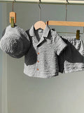 3 peças Conjunto Camisa de Manga Curta Listrada