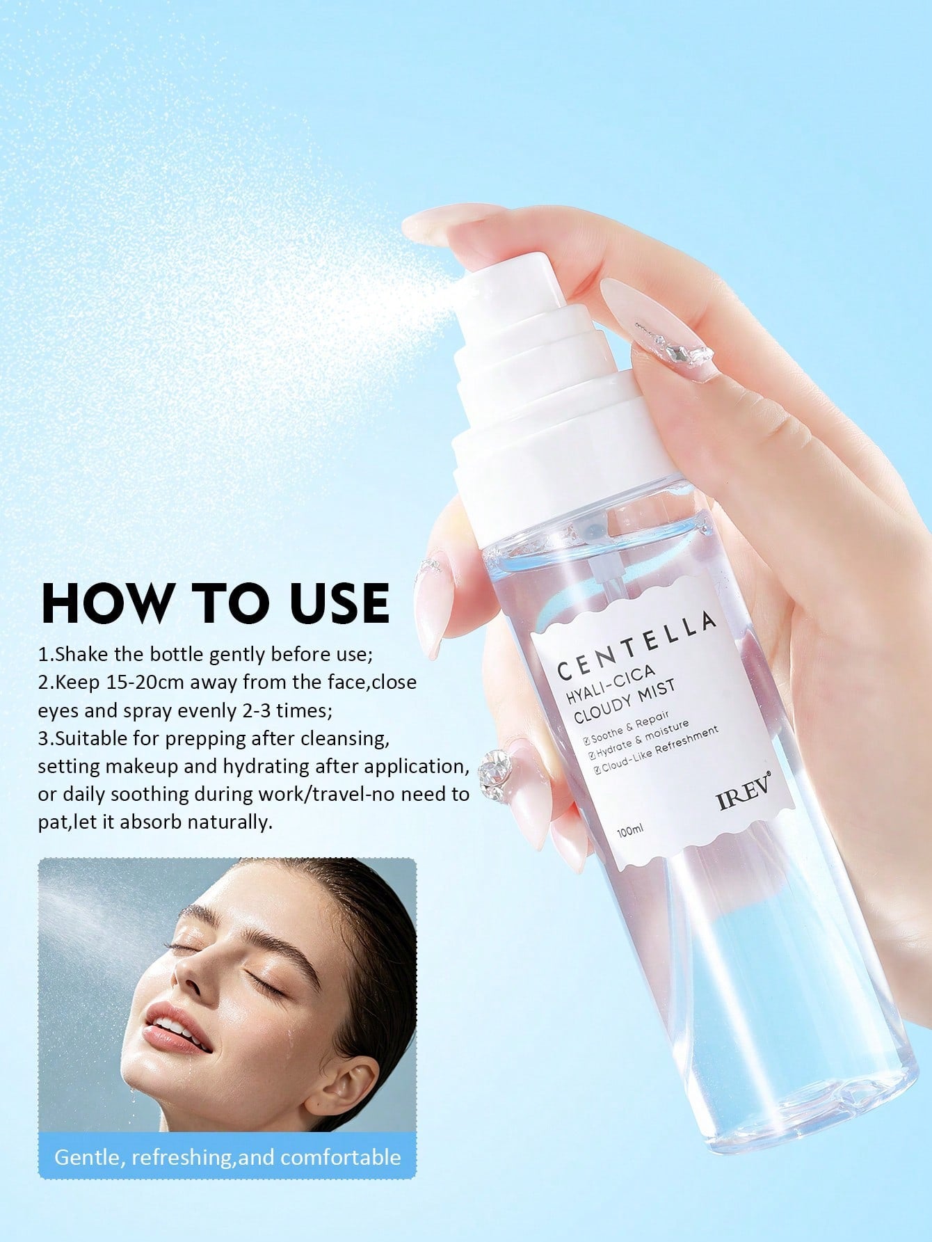Bruma Facial Hidratante com Centella Asiática e Ácido Hialurônico – 100 ml - lifestyle