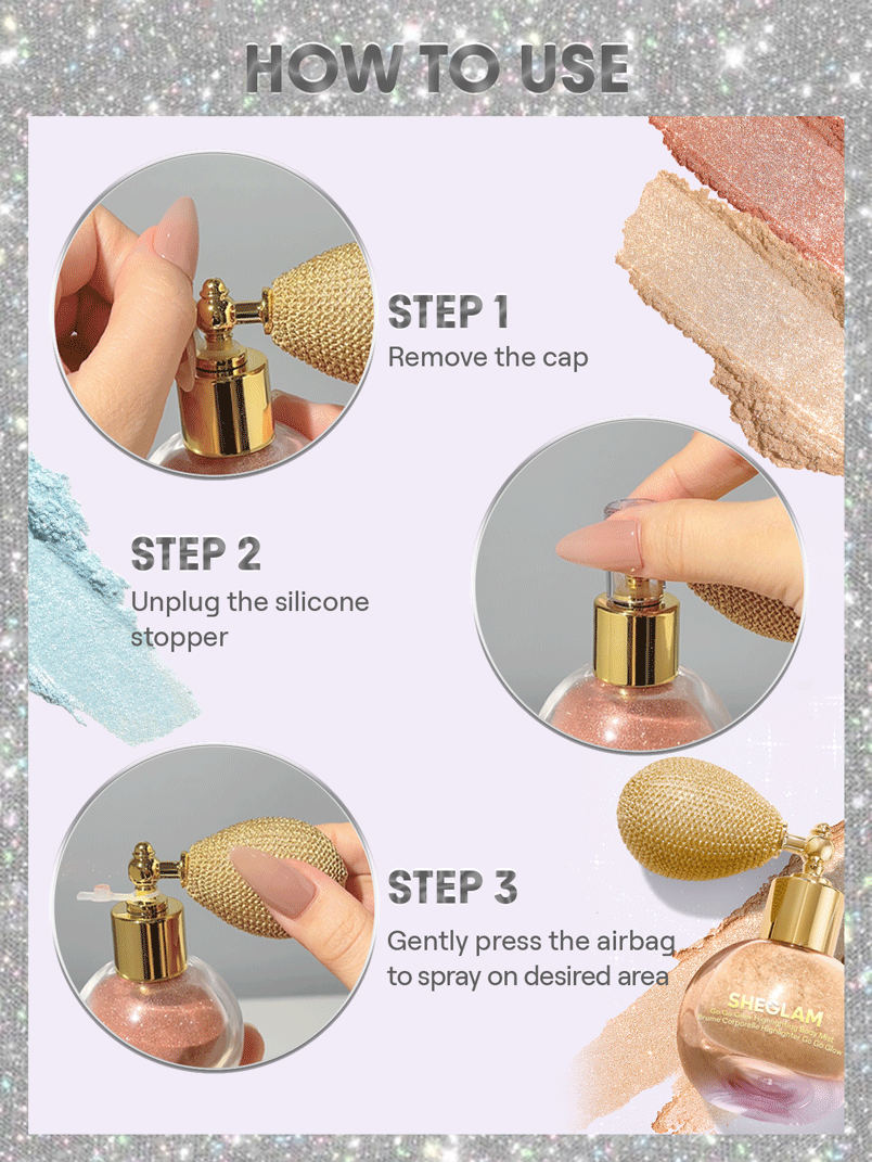 Detalhes de Spray Iluminador Corporal Glow – Champagne Shimmer